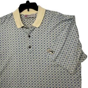 Vintage Slazenger Mens XL Blue Geometric Print Short Sleeve Polo Golf Shirt